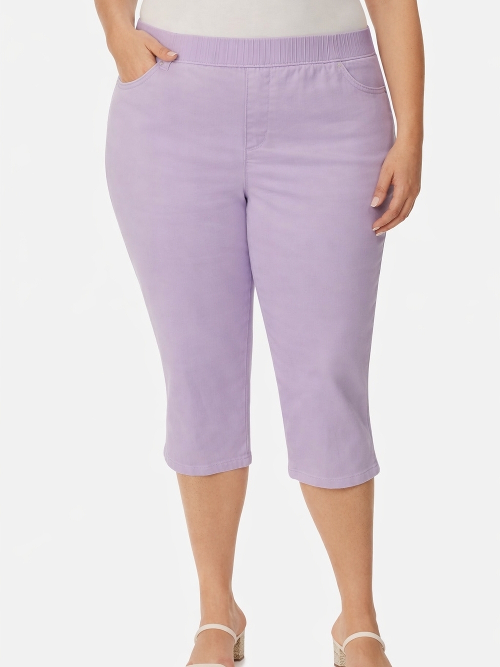 Gloria Vanderbilt Lilac Pull-On Cropped Capris Shape Effect High Rise Pants